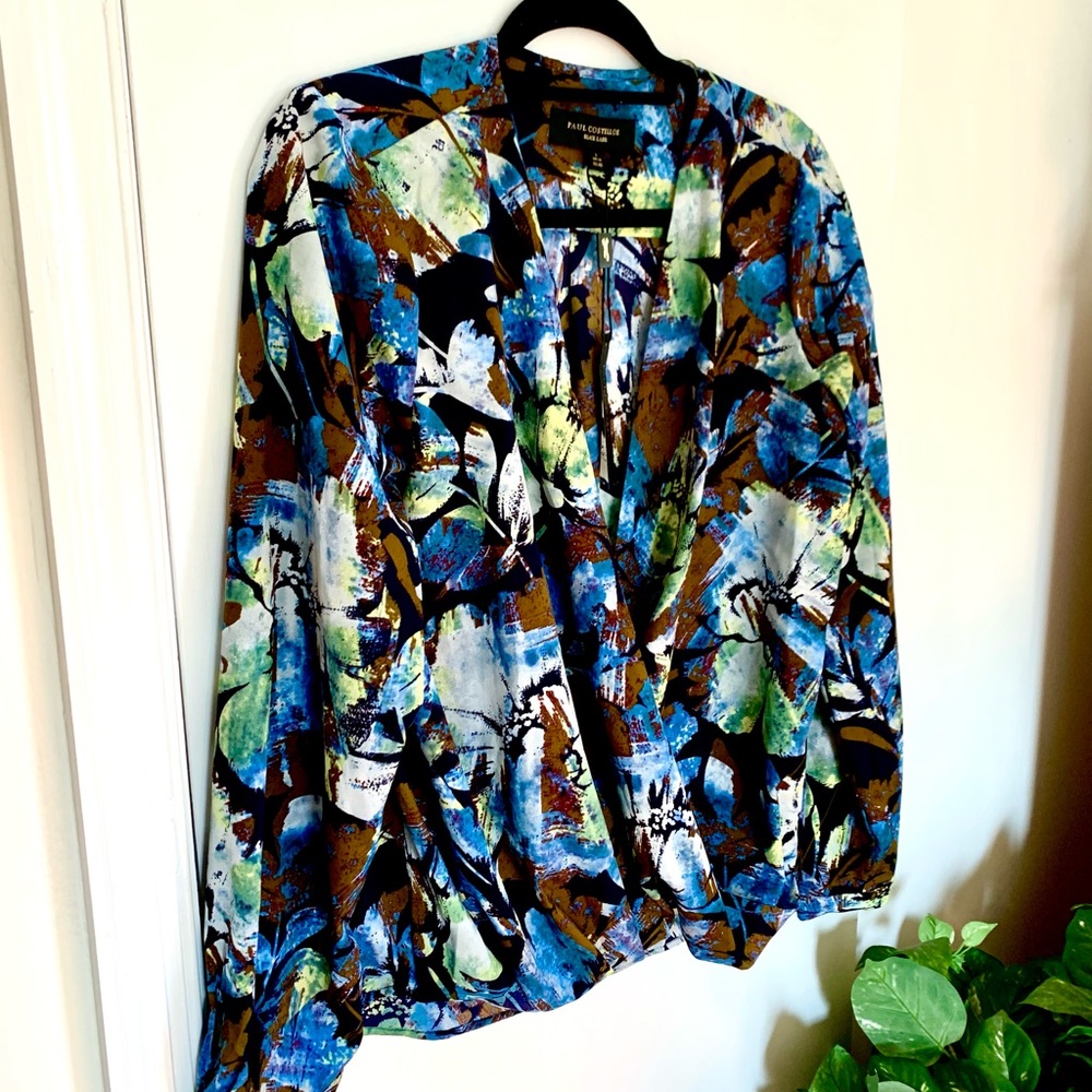 New Paul Costello London England Women’s Large Black label 100% Poly blouse top